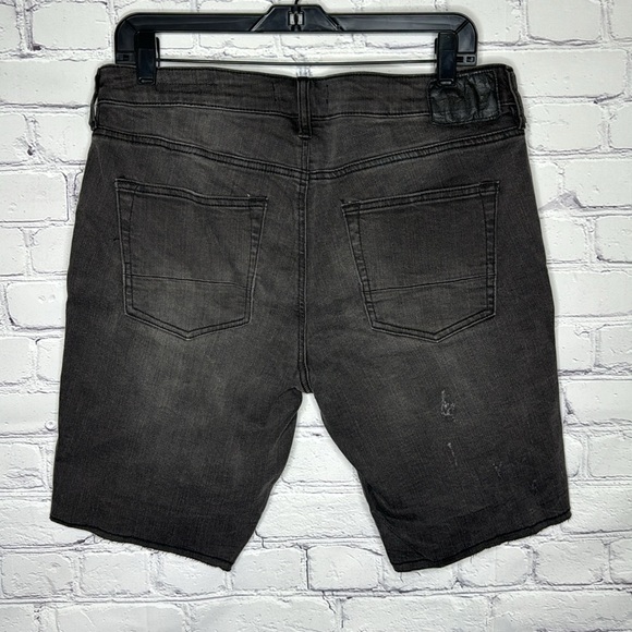 PacSun Active Stretch Skinniest Distressed Black Denim Shorts - Picture 7 of 8